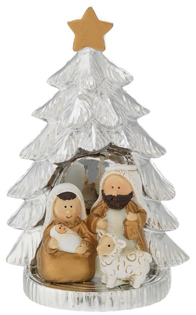 ALBERO ARGENTATO H. 12,5 CON MINIPRESEPE H. 5 
